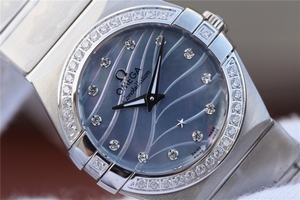 Omega V6 Constellation 27mm Blue MOP Dial Diamonds Bezel Bracelet Ronda Quartz Omega Watch00833