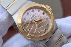 Omega V6 Constellation 27mm Dial Diamonds Markers Bracelet Watch00286