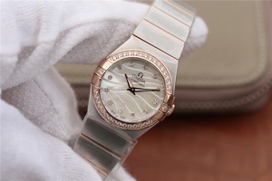 Omega V6 Constellation 27mm Silver Dial Diamonds Bezel Bracelet Ronda Quartz Omega Watch00024