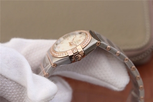 Omega V6 Constellation 27mm Silver Dial Diamonds Bezel Bracelet Ronda Quartz Omega Watch00024