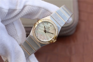 Omega V6 Constellation 27mm Silver Dial Diamonds Bezel Bracelet Ronda Quartz Omega Watch01140