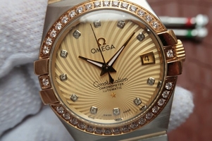 Omega V6 Constellation 35mm Diamonds Bezel Textured Dial Bracelet Watch00110