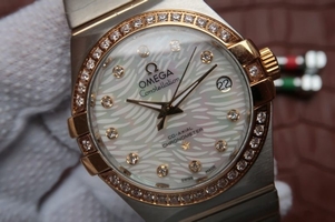 Omega V6 Constellation 35mm White Dial Diamonds & Bezel Markers Bezel Watch00050
