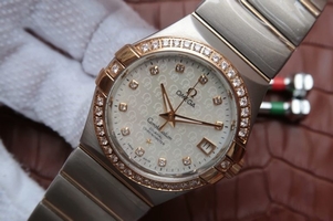 Omega V6 Constellation 35mm White Double �� Dial Diamonds Bezel Bracelet Omega Watch00176