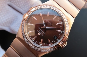 Omega V6 Constellation Diamonds Bezel Case Brown Dial Watch01164