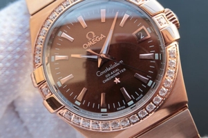 Omega V6 Constellation Diamonds Bezel Case Brown Dial Watch01164