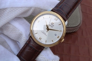 Omega V6 De Ville 37mm Bezel White Dial Markers Leather Strap Watch00896