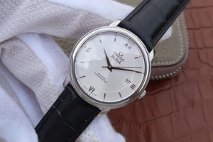 Omega V6 De Ville 37mm White Dial Black Leather Strap Watch01029