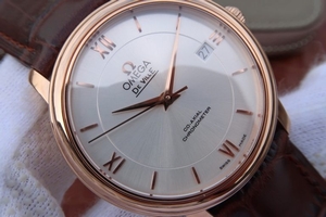 Omega V6 De Ville 37mm White Dial Markers Leather Strap Watch00459