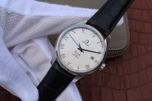 Omega V6 De Ville 41mm White Dial Black Leather Strap Omega Watch01398