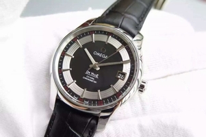Omega V6F De Ville Hour Vision Co-Axial 41mm Black Dial Black Leather Strap Watch00484