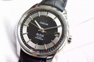 Omega V6F De Ville Hour Vision Co-Axial 41mm Black Dial Black Leather Strap Watch00484