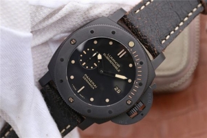 Panerai PAM508 Real Ceramic Black Distressed Calfskin Strap Watch00687