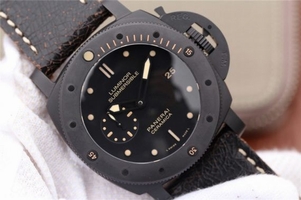 Panerai PAM508 Real Ceramic Black Distressed Calfskin Strap Watch00687
