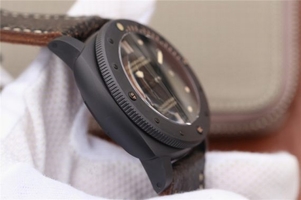 Panerai PAM508 Real Ceramic Black Distressed Calfskin Strap Watch00687
