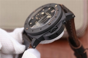 Panerai PAM508 Real Ceramic Black Distressed Calfskin Strap Watch00687