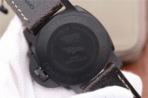 Panerai PAM508 Real Ceramic Black Distressed Calfskin Strap Watch00687