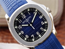 Patek-Philippe Aquanaut 5168 PF Blue Textured Dial Blue Rubber Strap Watch00738