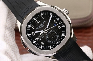 Patek-Philippe Aquanaut Black Textured Dial Black Rubber Strap Watch00440