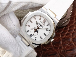 Patek-Philippe Nautilus 5726 Complicated White Textured Dial Rubber Strap Watch00503