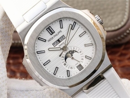 Patek-Philippe Nautilus 5726 Complicated White Textured Dial Rubber Strap Watch00503