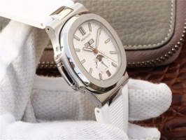 Patek-Philippe Nautilus 5726 Complicated White Textured Dial Rubber Strap Watch00503