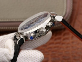 Quality IWC Da Vinci Chrono Laureus IW393402 Blue Dial Black Leather Strap Watch00250