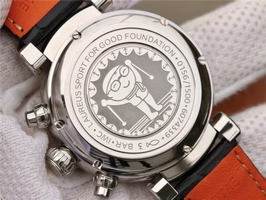 Quality IWC Da Vinci Chrono Laureus IW393402 Blue Dial Black Leather Strap Watch00250