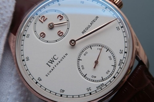 Replica AAA IWC YLF Portuguese Regulateur White Dial Gold Markers Watch00624