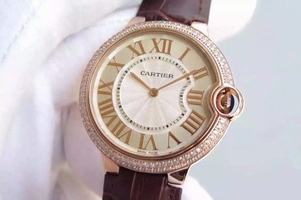 Replica Cartier Ballon Bleu 40mm Diamonds Bezel Whit Dial Mark Cartier Watch00455