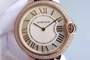 Replica Cartier Ballon Bleu 40mm Diamonds Bezel Whit Dial Mark Cartier Watch00455