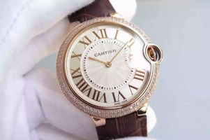 Replica Cartier Ballon Bleu 40mm Diamonds Bezel Whit Dial Mark Cartier Watch00455