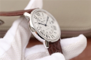 Replica Cartier Ronde De Cartier White Dial Diamonds Bezel Croco Strap Watch00764