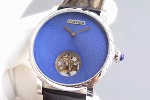 Replica Cartier Rotonde De Cartier Tourbillon Blue Dial Cartier Watch01216