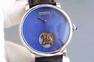Replica Cartier Rotonde De Cartier Tourbillon Blue Dial Cartier Watch01216