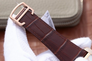 Replica Cartier Tank MC White Dial Mark Diamonds Bezel Leather Strap Watch00206