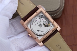Replica Cartier Tank MC White Textured Dial Brown Leather Strap Watch01262