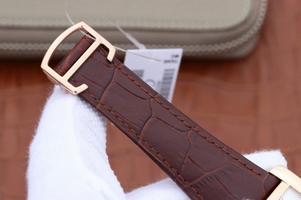Replica Cartier Tank MC White Textured Dial Brown Leather Strap Watch01262
