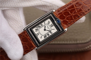 Replica Cartier Tank Reversible White Dial Leather Strap Watch00995