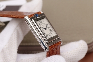 Replica Cartier Tank Reversible White Dial Leather Strap Watch00995
