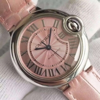 Replica Cartier V6F Ballon Bleu 33mm Pink Dial Pink Leather Strap Watch00012
