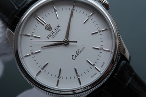Replica Fashion Rolex MK Cellini Time 50509 White Dial Leather Strap Watch00385