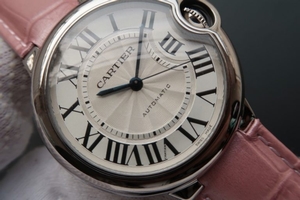 Replica High Quality Cartier Ballon Bleu 36mm White Textured Dial Pink Leather Strap Watch00040