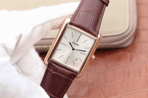 Replica High Quality Cartier Tank White Dial Brown Leather Strap Watch00520