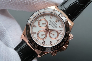 Replica High Quality Rolex Daytona 116515 White Dial Black Leather Strap Watch00607