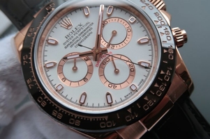 Replica High Quality Rolex Daytona 116515 White Dial Black Leather Strap Watch00607