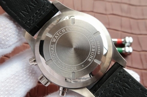 Replica IWC Pilot Chrono IW377701 Black Dial Leather Strap Watch00986