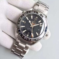 Replica Omega Planet Ocean GMT Black Dial Silver Markers Bracelet Omega Watch00860