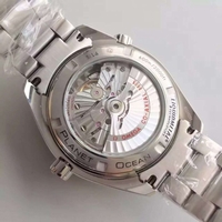 Replica Omega Planet Ocean GMT Black Dial Silver Markers Bracelet Omega Watch00860