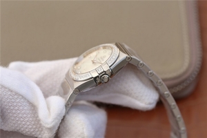Replica Omega V6 Constellation 27mm Silver Dial Diamonds Bezel Bracelet Ronda Quartz Omega Watch00148